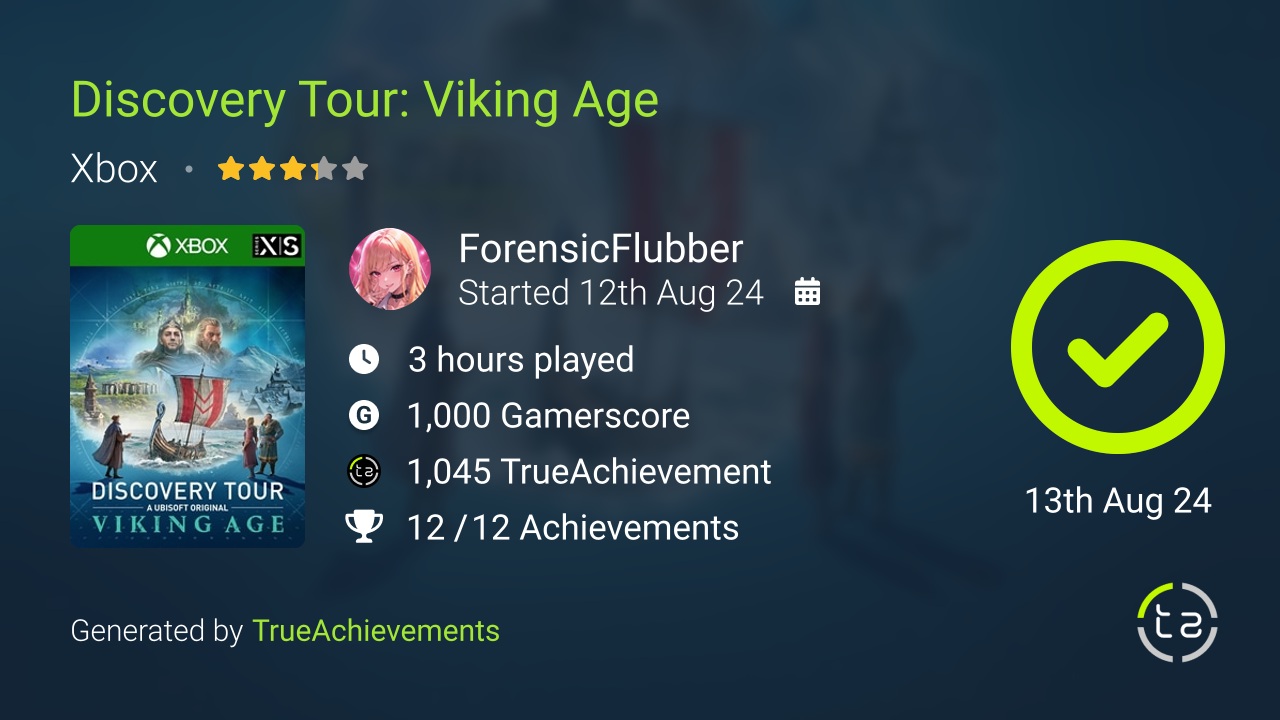 Discovery Tour Viking Age achievement summary